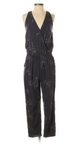 Old Navy Charcoal Floral V-Neck Jumpsuit
